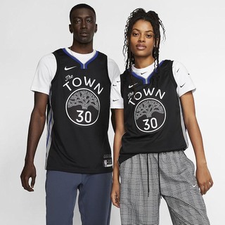 Jersey Nike Stephen Curry Warriors – City Edition NBA Swingman Barbati Negrii Gri Inchis Albastri |